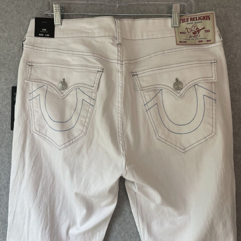 True Religion Geno Relaxed Slim Men's White Jeans 34x32 - Picture 5 of 13